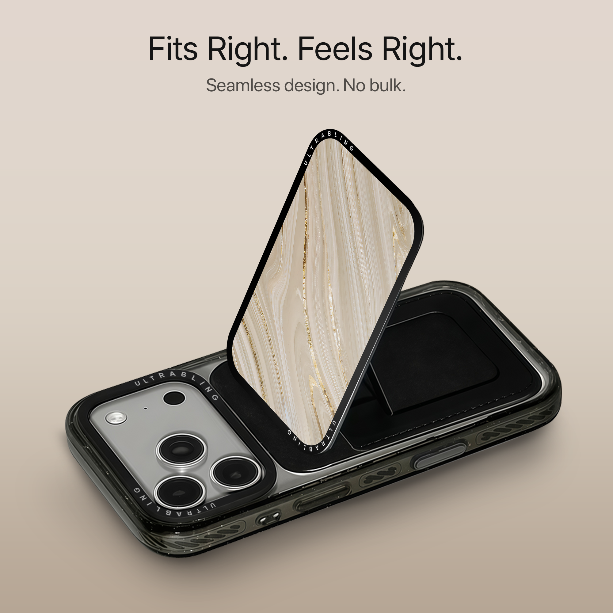 Champagne Marble MagSafe Wallet - Detail View