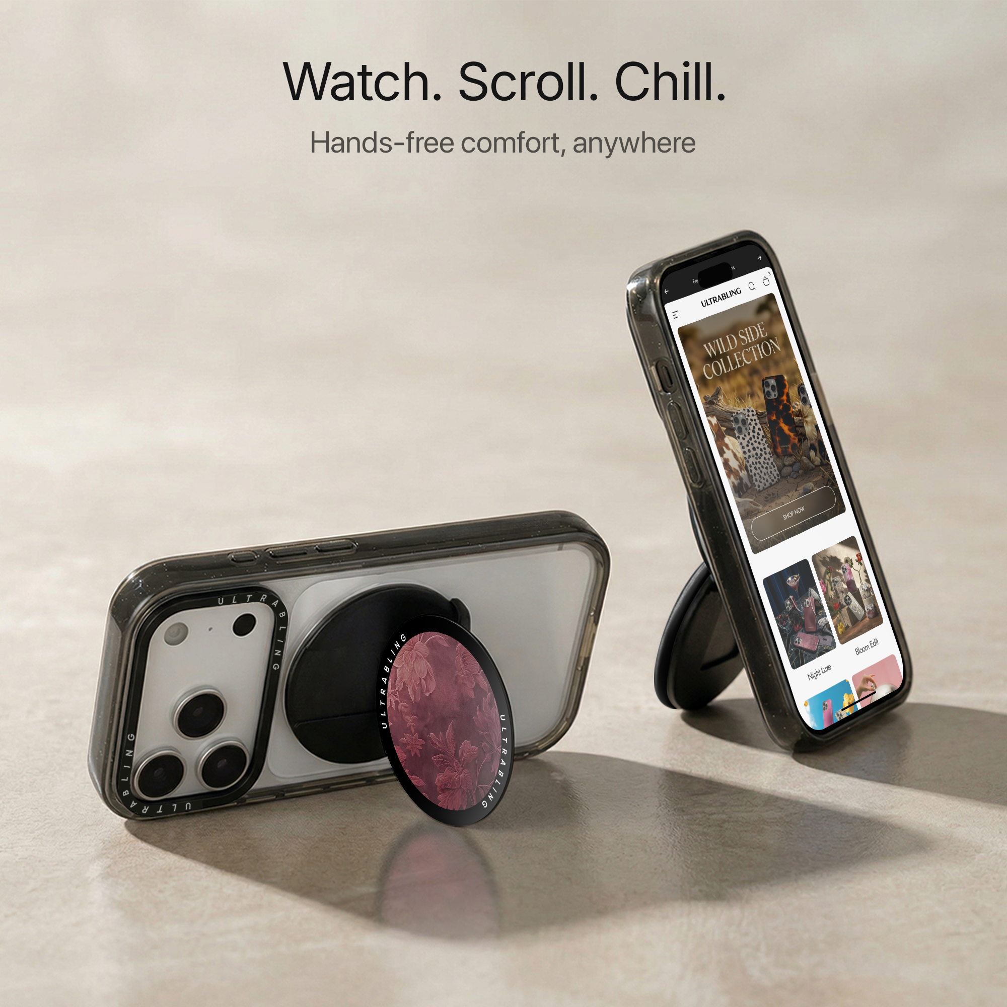 Burgundy Bloom Ultrabling MagSafe Phone Grip - Close-Up