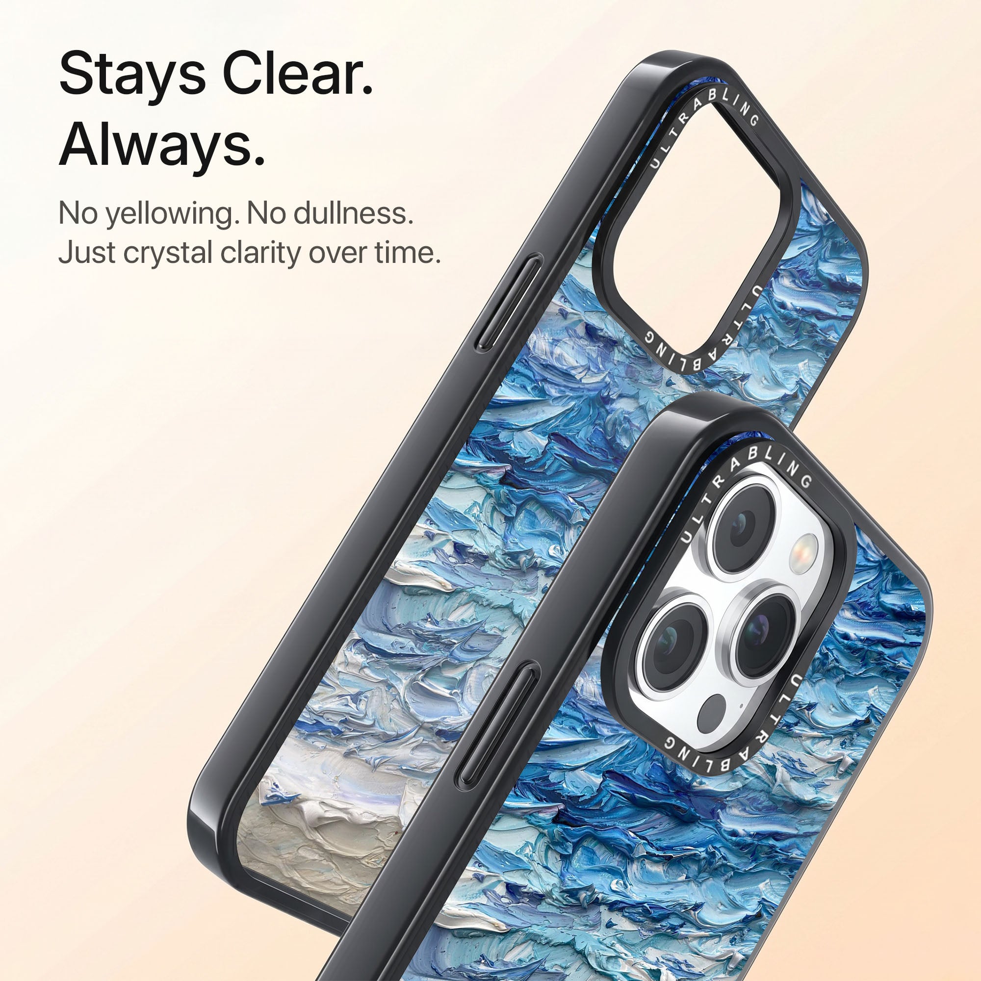 Blue Tide Ultrabling Aura iPhone case back view with camera cutout