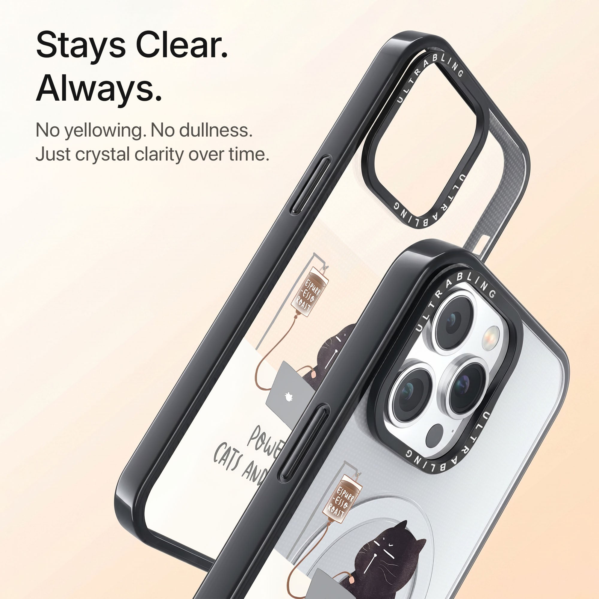 Cat Brew Ultrabling Aura iPhone case back view with camera cutout
