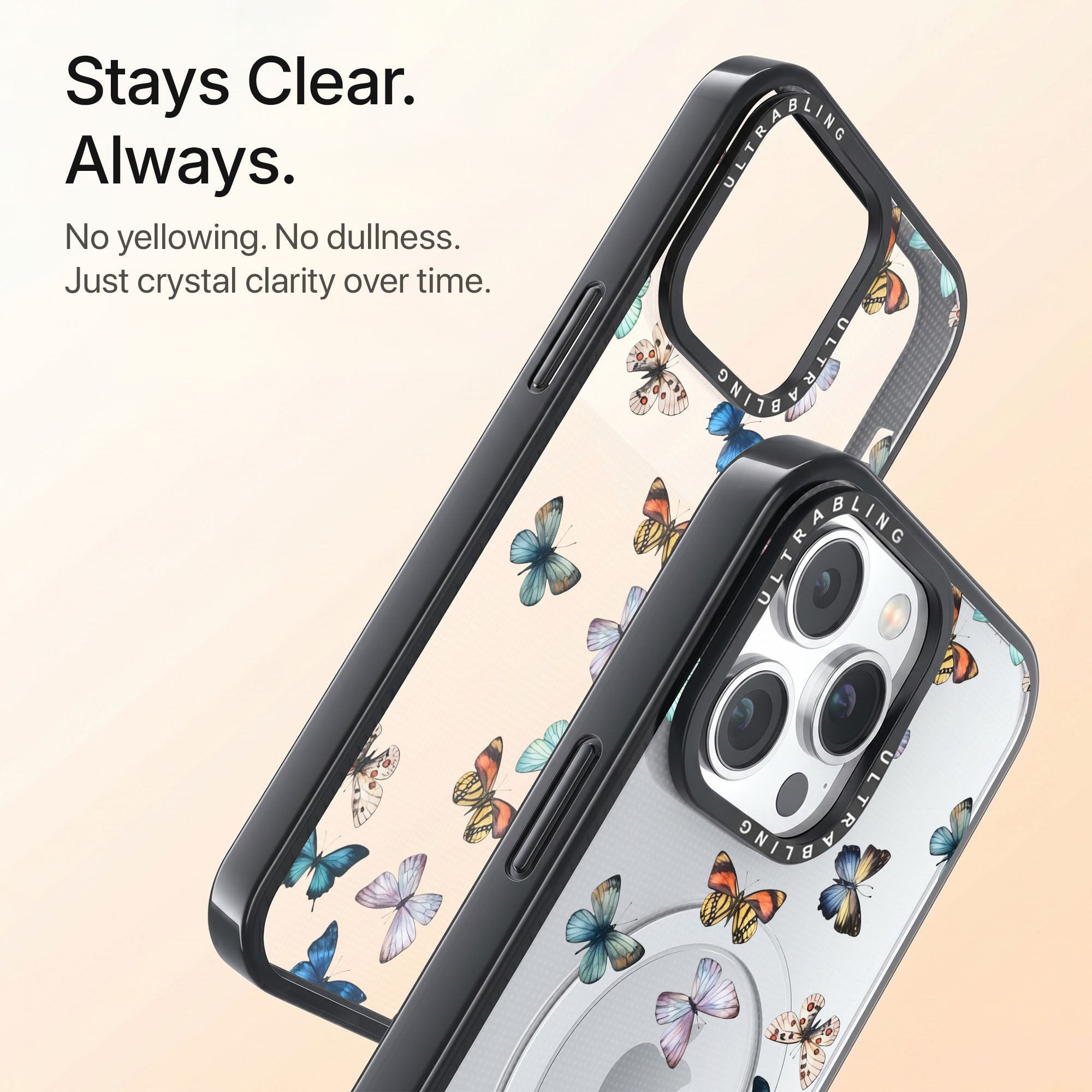 Butterfly Halo Ultrabling Aura iPhone case back view with camera cutout