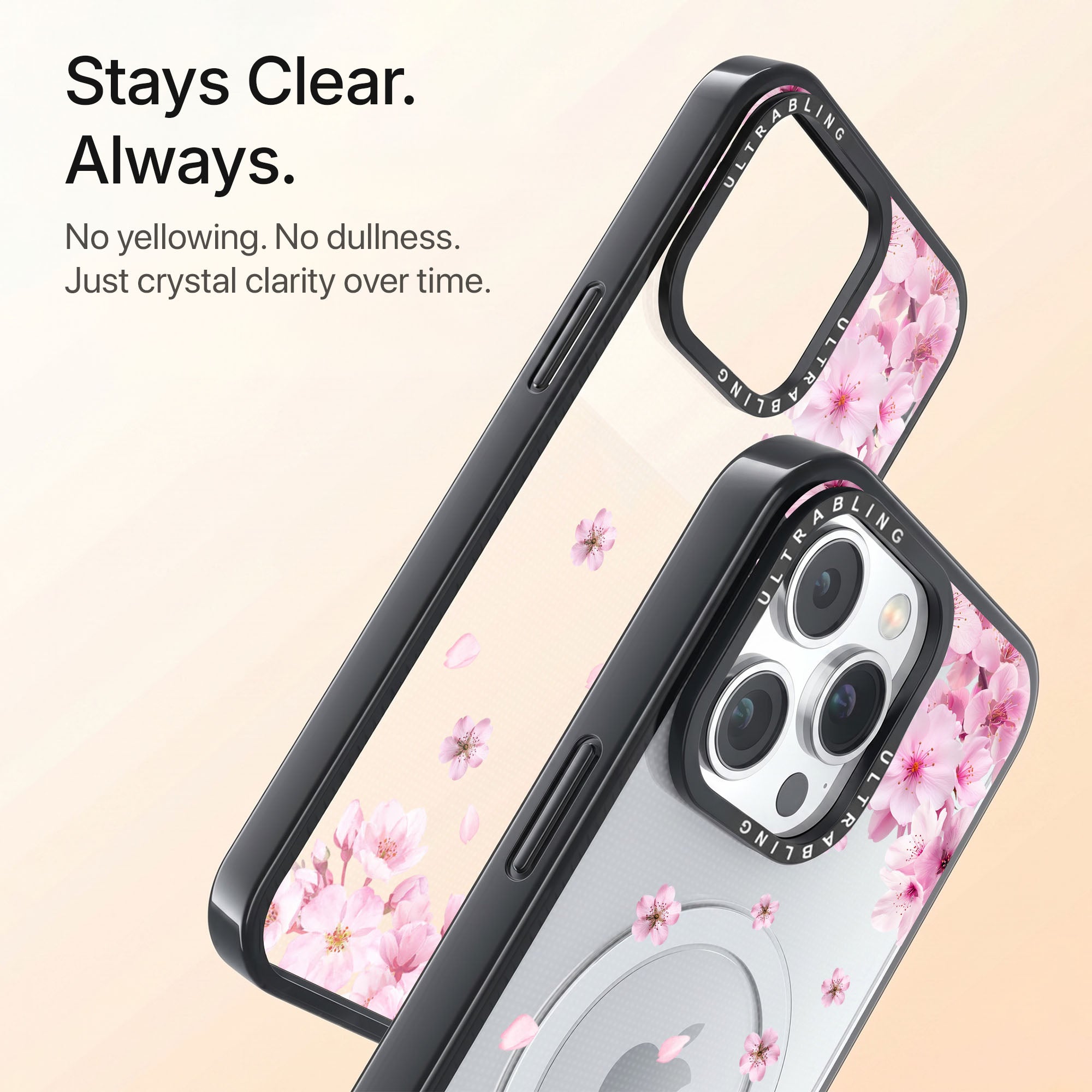 Blush Bloom Ultrabling Aura iPhone case back view with camera cutout