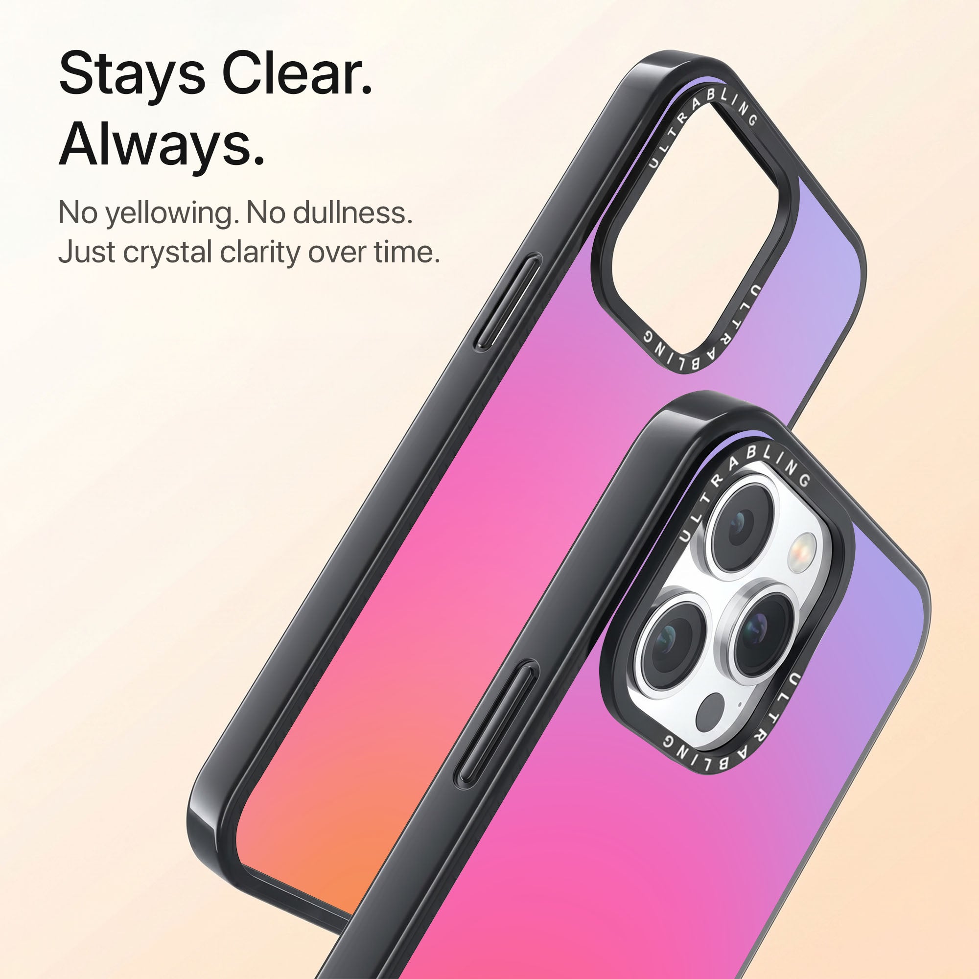 Sunset Fade Ultrabling Aura iPhone case back view with camera cutout