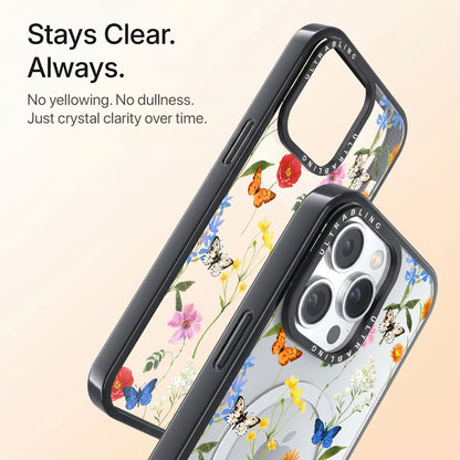 Butterfly Meadow Ultrabling Aura iPhone case back view with camera cutout