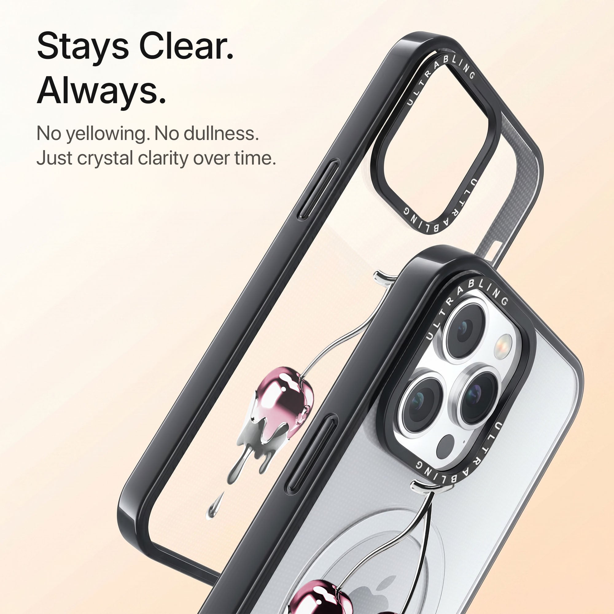 Cherry Charm Ultrabling Aura iPhone case back view with camera cutout
