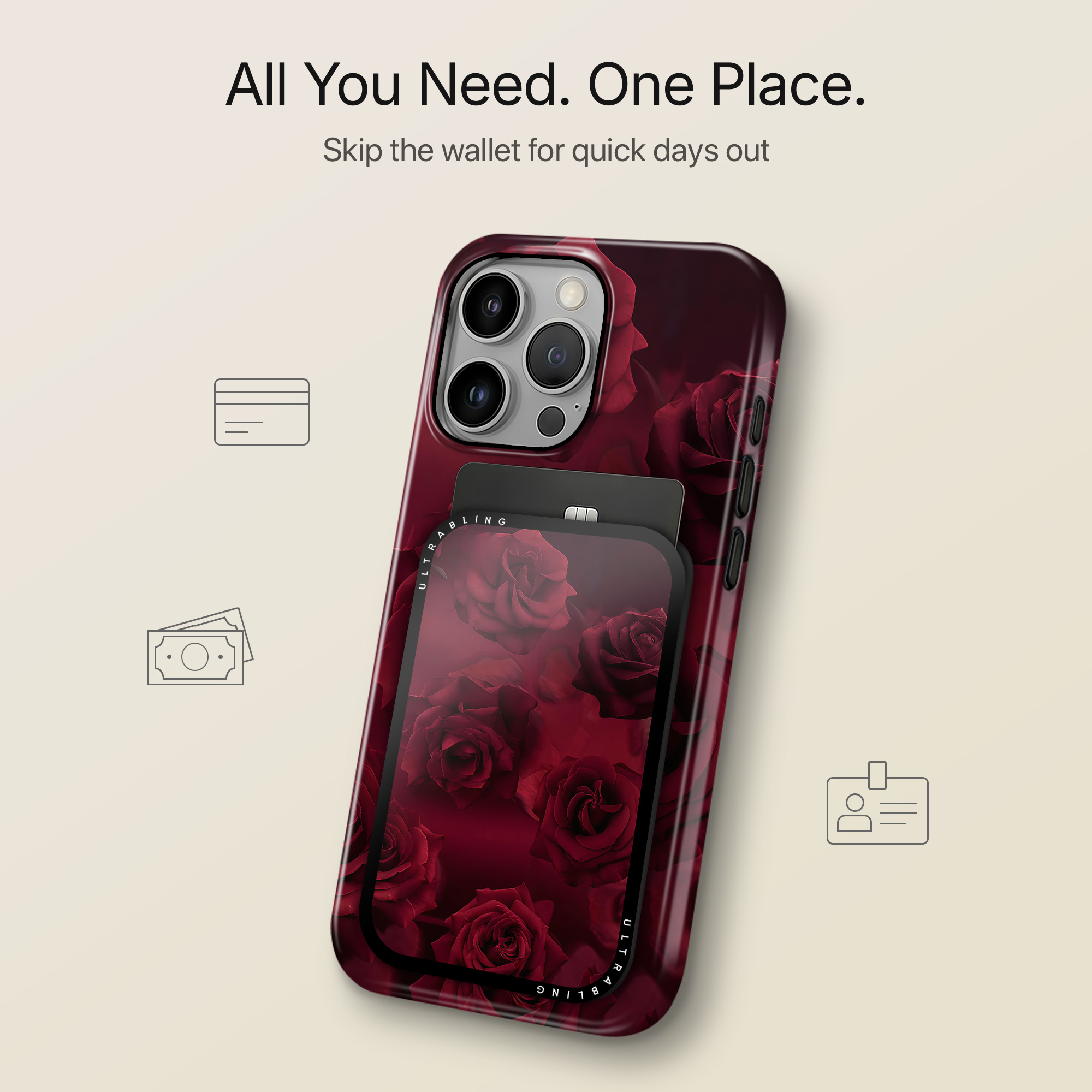 Velvet Roses MagSafe Wallet - Close Up