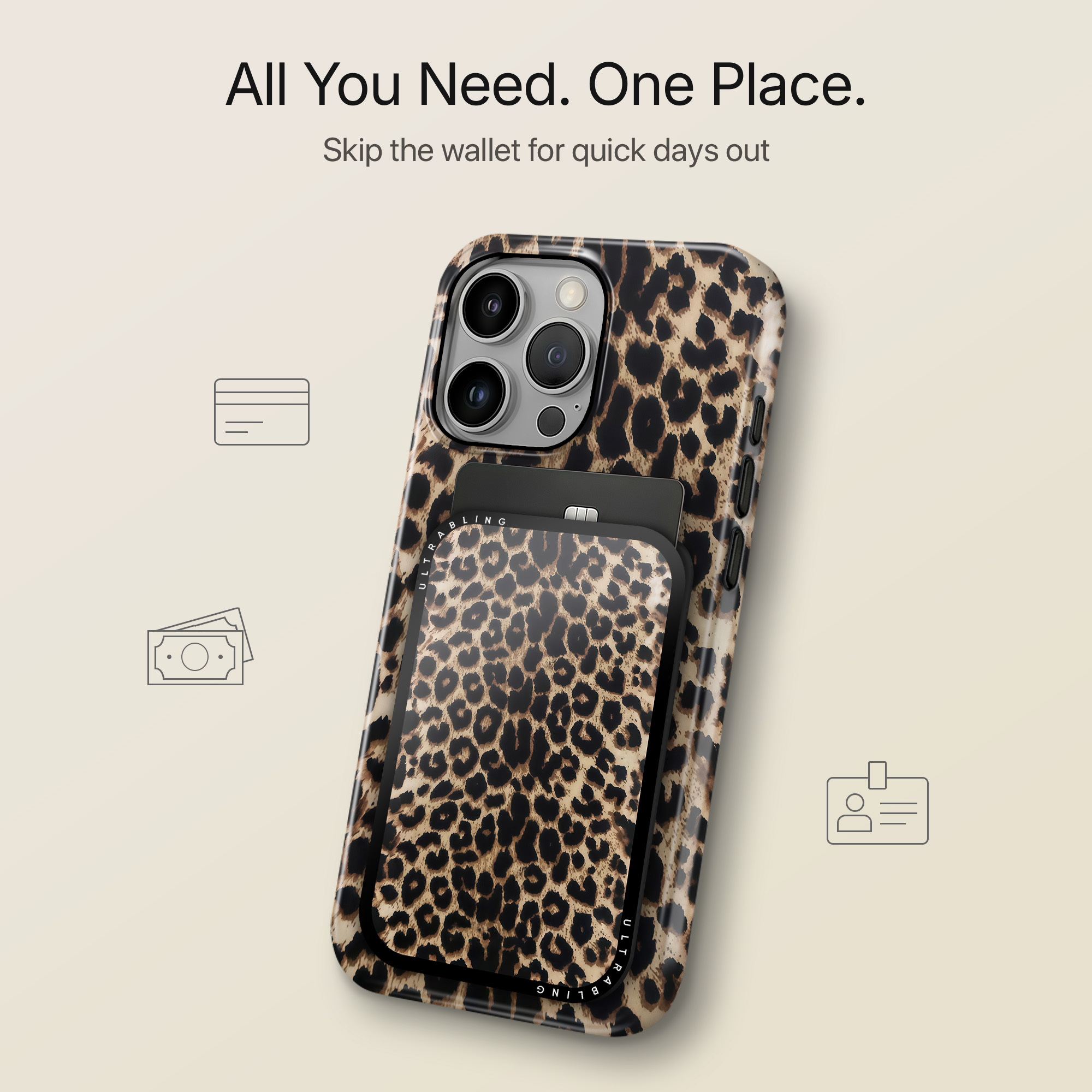 Golden Leopard MagSafe Wallet - Close Up