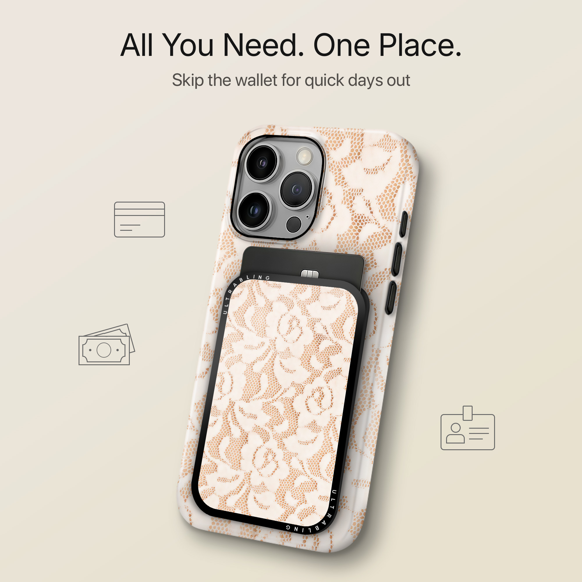 Ivory Lace MagSafe Wallet - Close Up