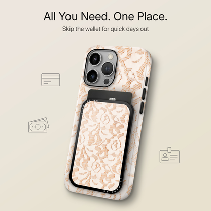 Ivory Lace MagSafe Wallet - Close Up