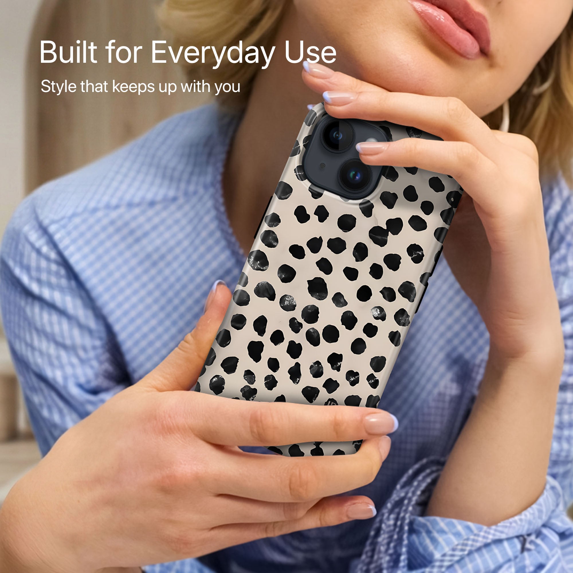Dalmatian Chic Ultrabling side profile and button view