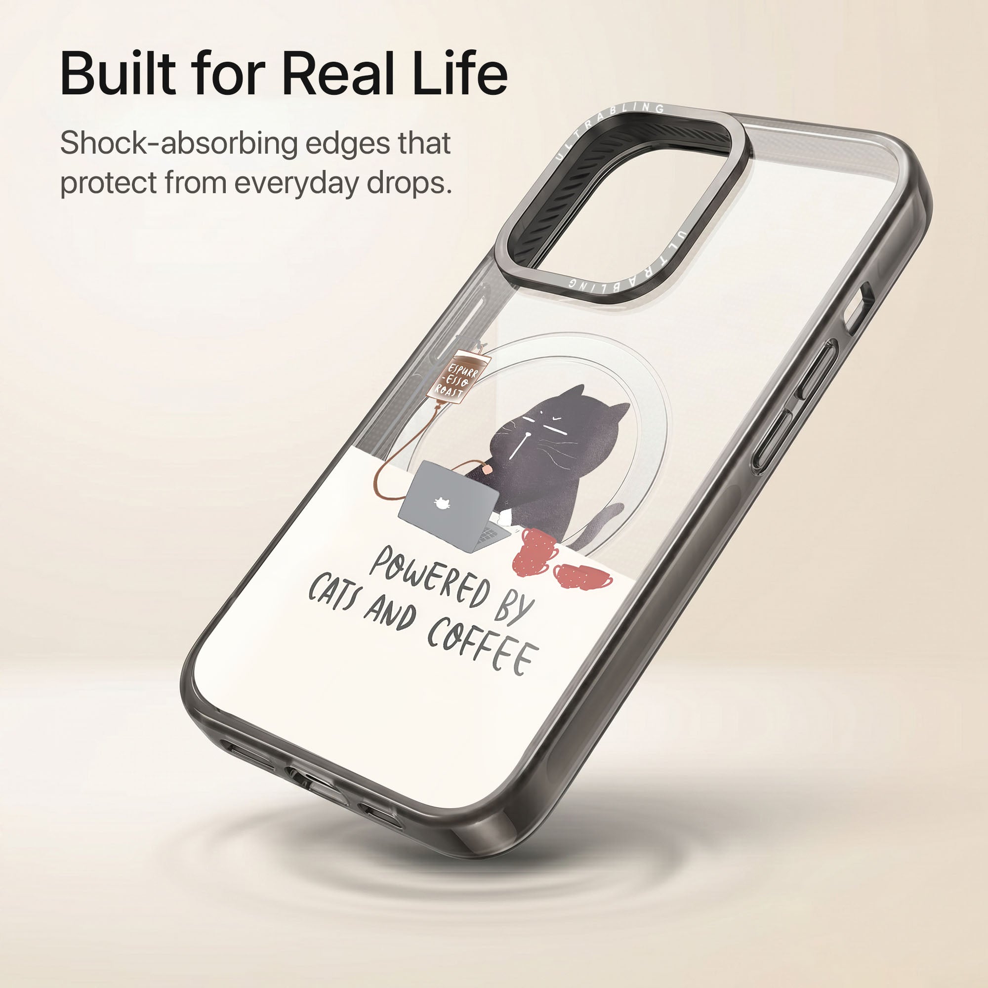 Cat Brew Ultrabling Aura iPhone case lifestyle in-hand shot