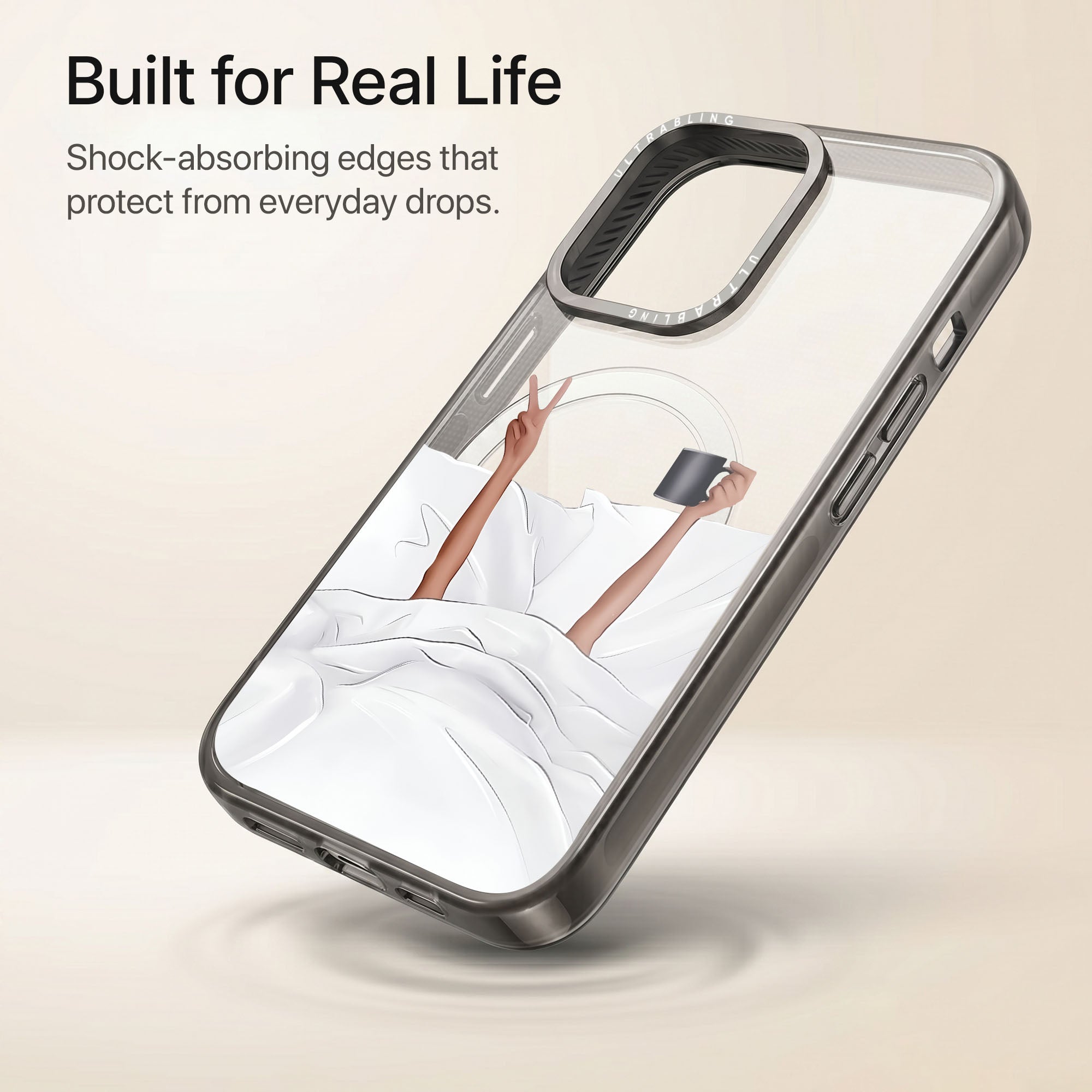 Sunday Selfie Ultrabling Aura iPhone case lifestyle in-hand shot