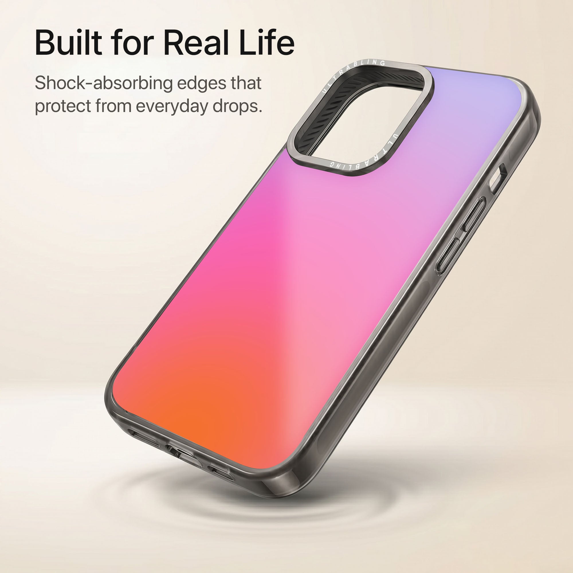 Sunset Fade Ultrabling Aura iPhone case lifestyle in-hand shot