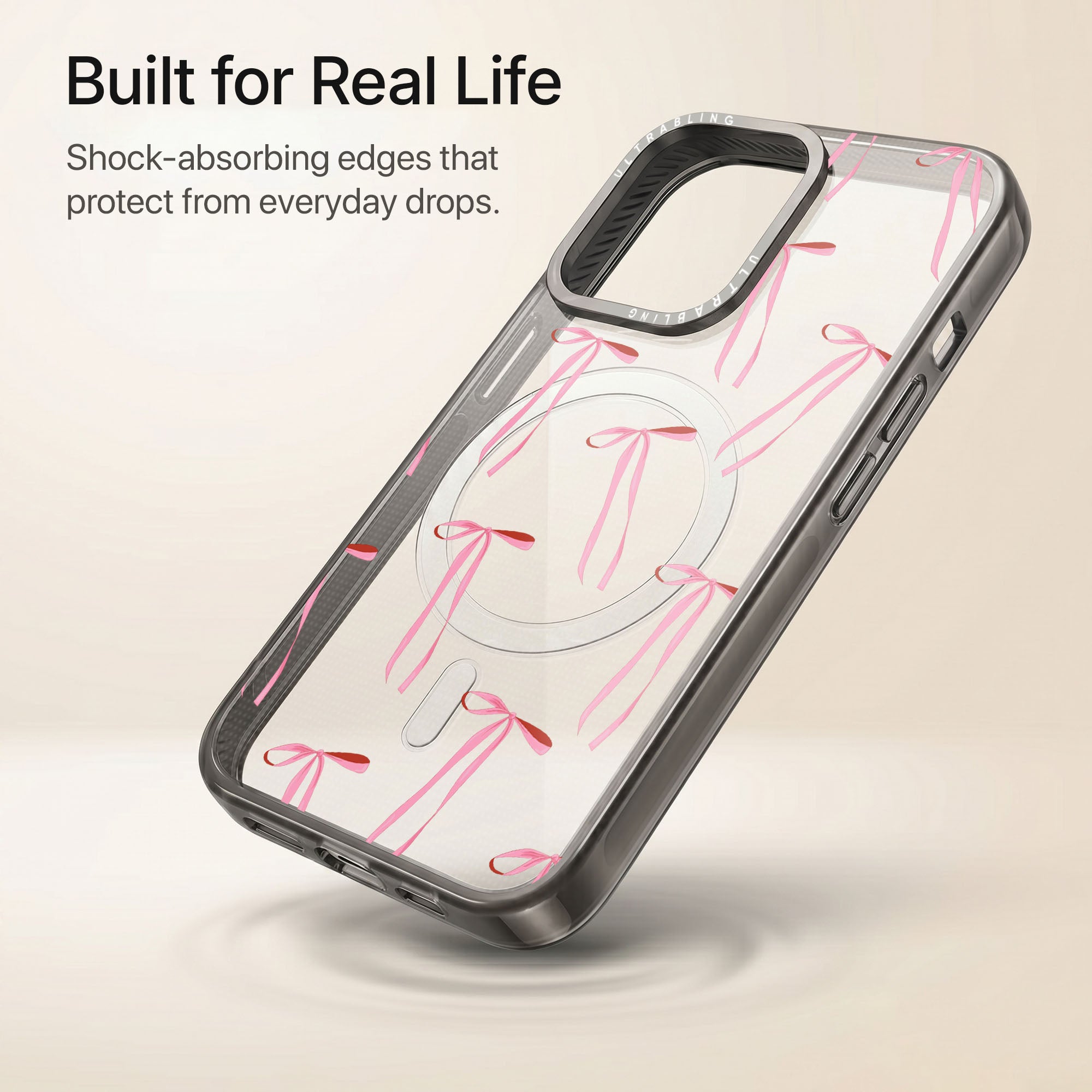 Ribbon Doodle Ultrabling Aura iPhone case lifestyle in-hand shot