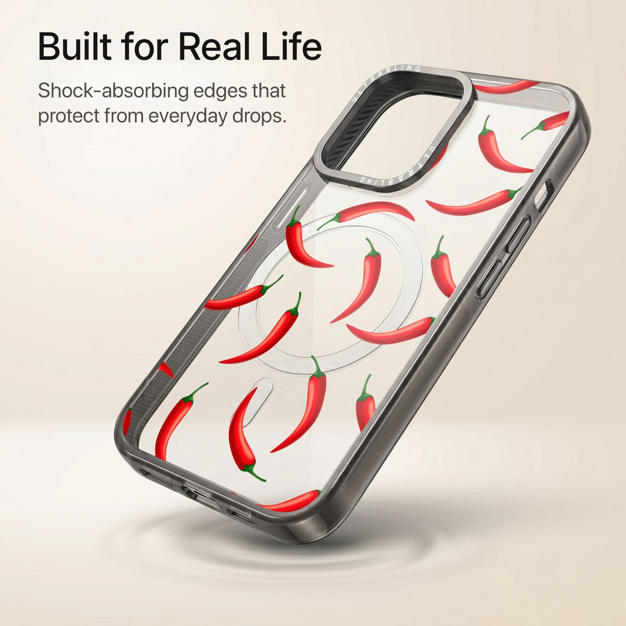 Hot Chili Ultrabling Aura iPhone case lifestyle in-hand shot