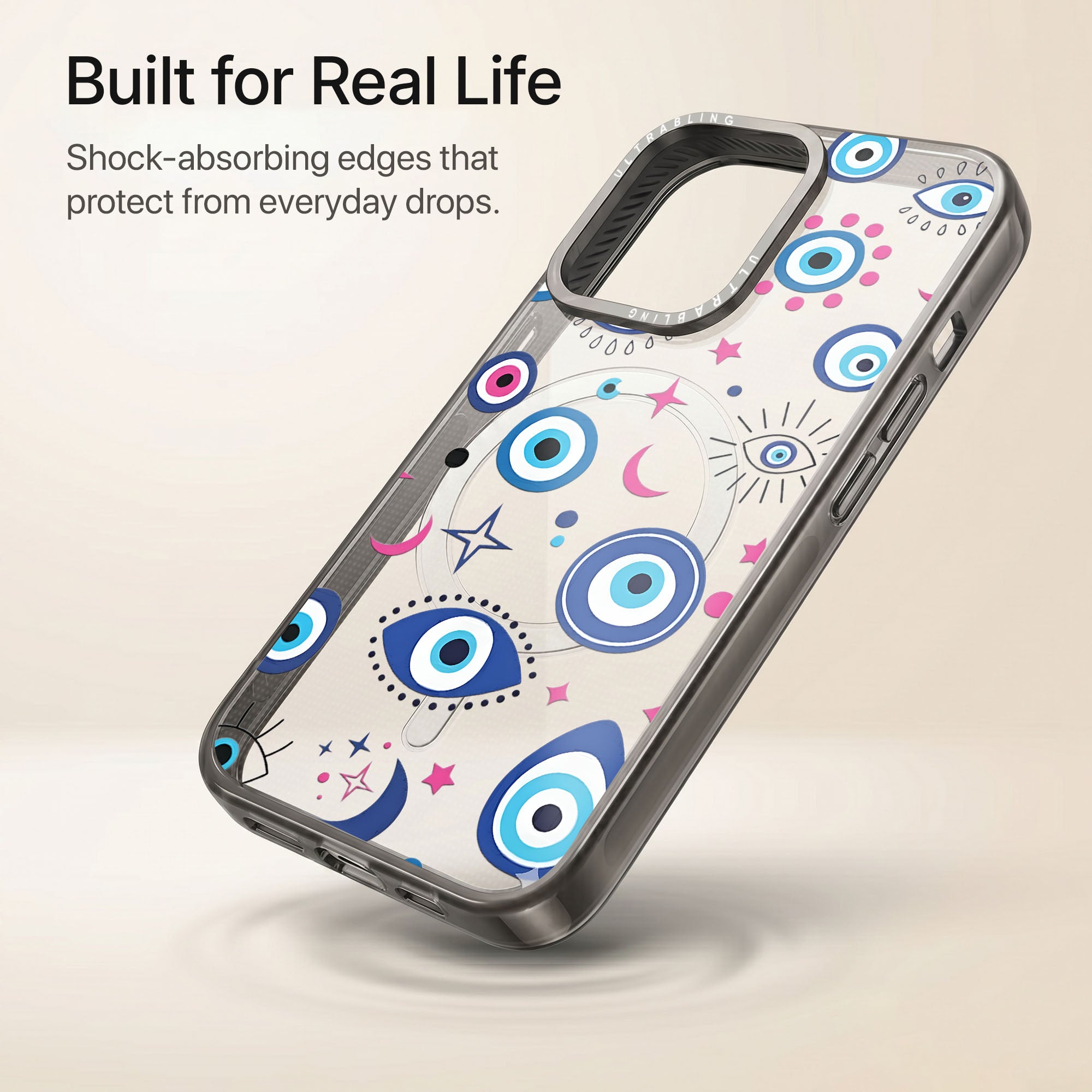 Lucky Eye Ultrabling Aura iPhone case lifestyle in-hand shot