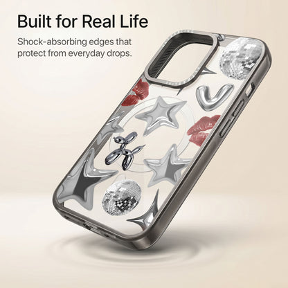 Chrome Crush Ultrabling Aura iPhone case lifestyle in-hand shot