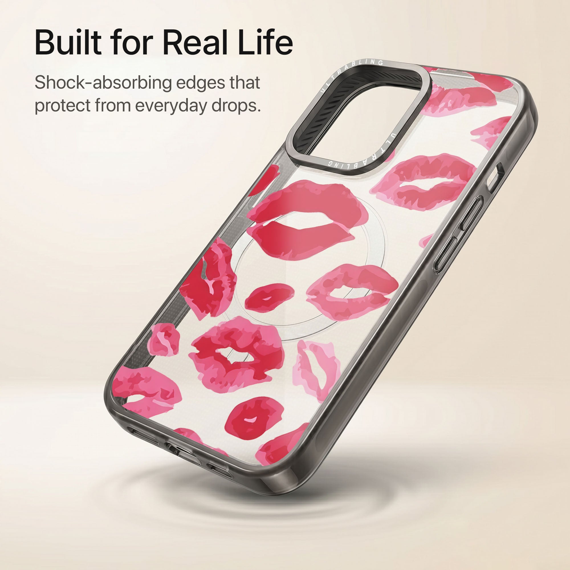 Lip Lock Ultrabling Aura iPhone case lifestyle in-hand shot