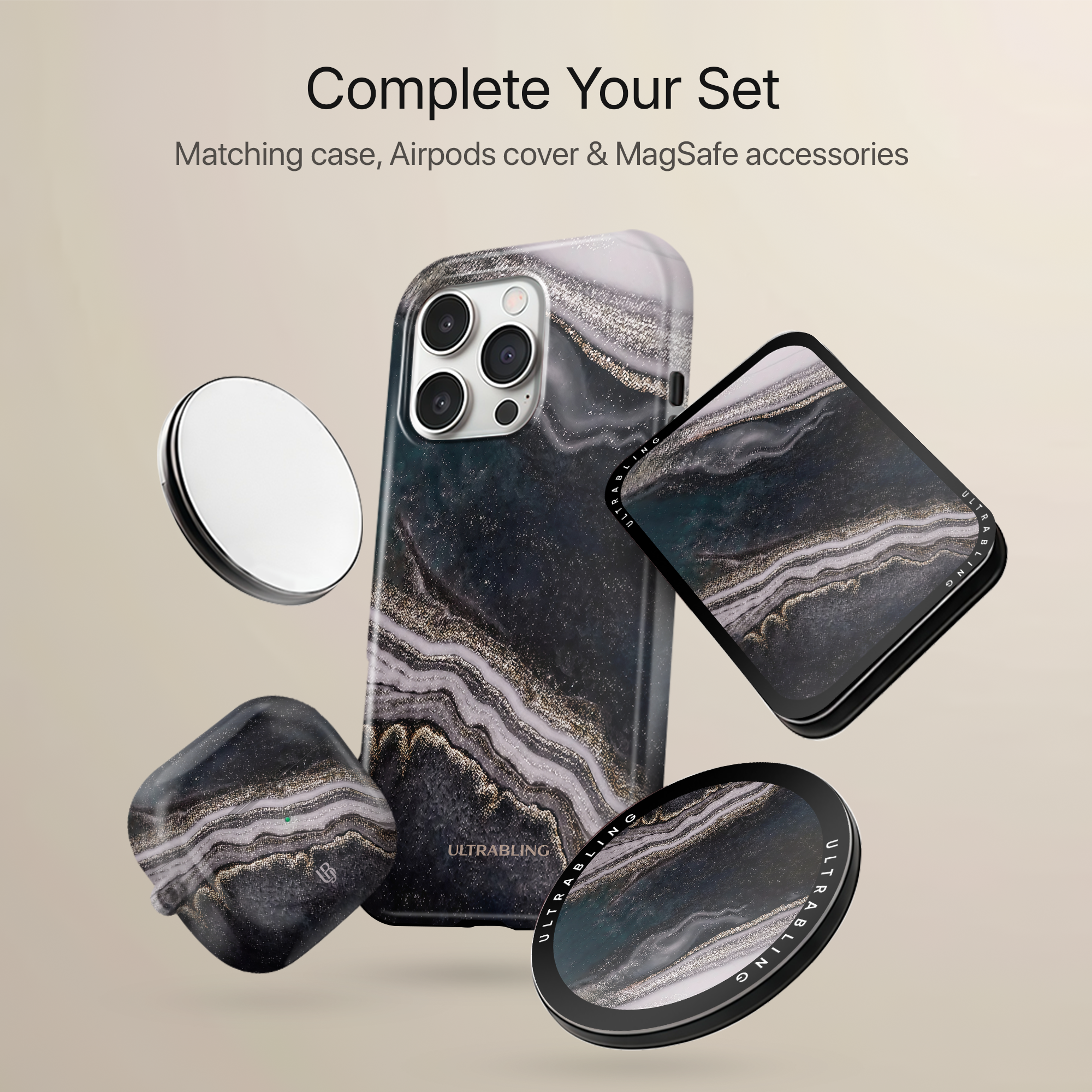 Obsidian Marble MagSafe Wallet - On Phone