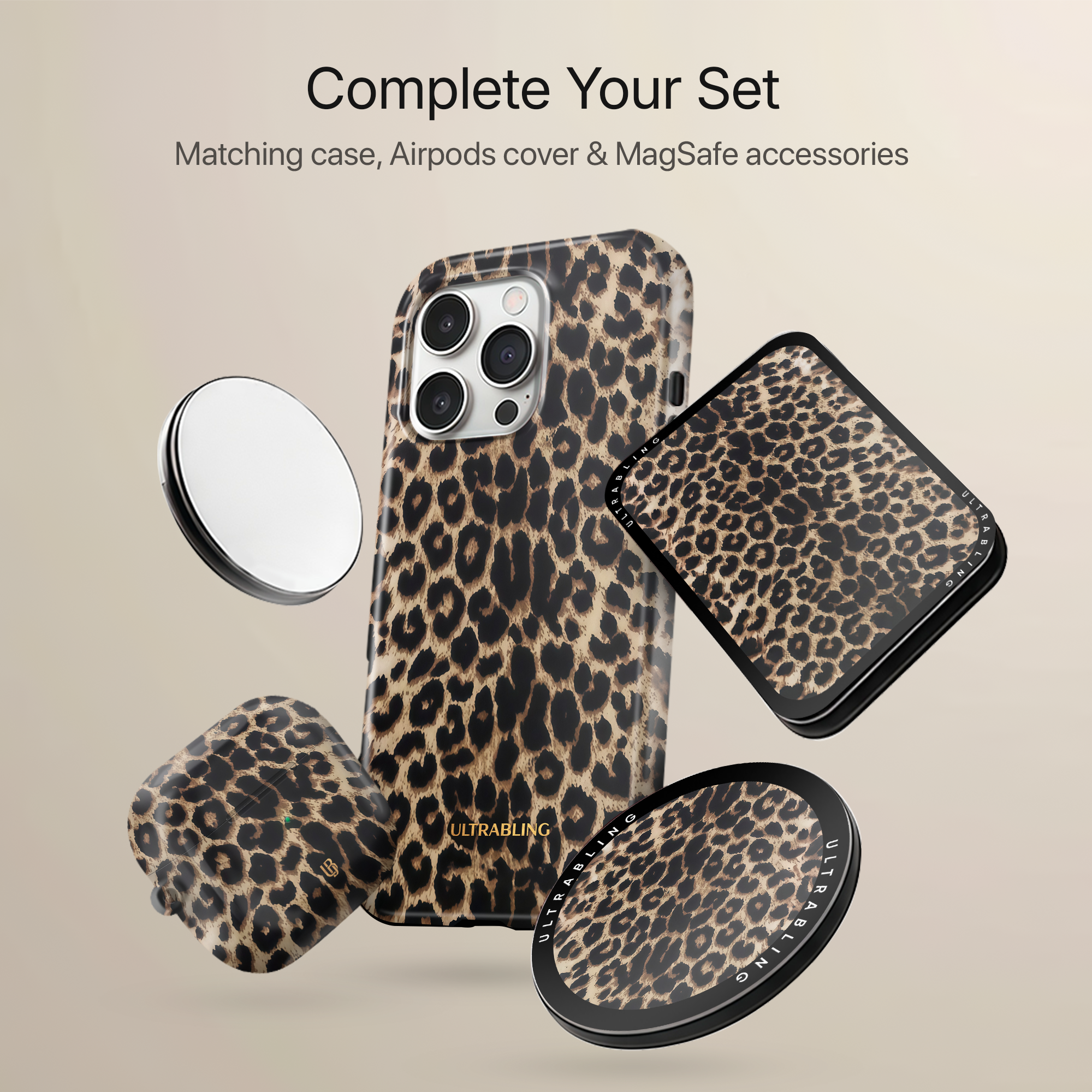 Golden Leopard Ultrabling MagSafe Phone Grip - With Phone