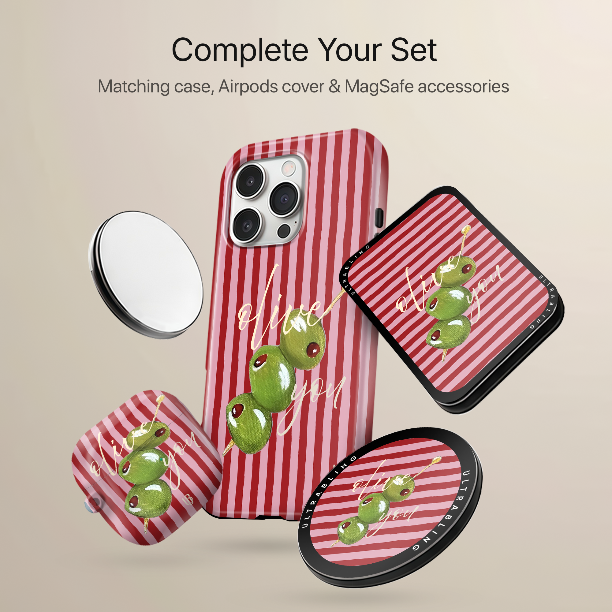 Olive Martini Ultrabling MagSafe Phone Grip - With Phone