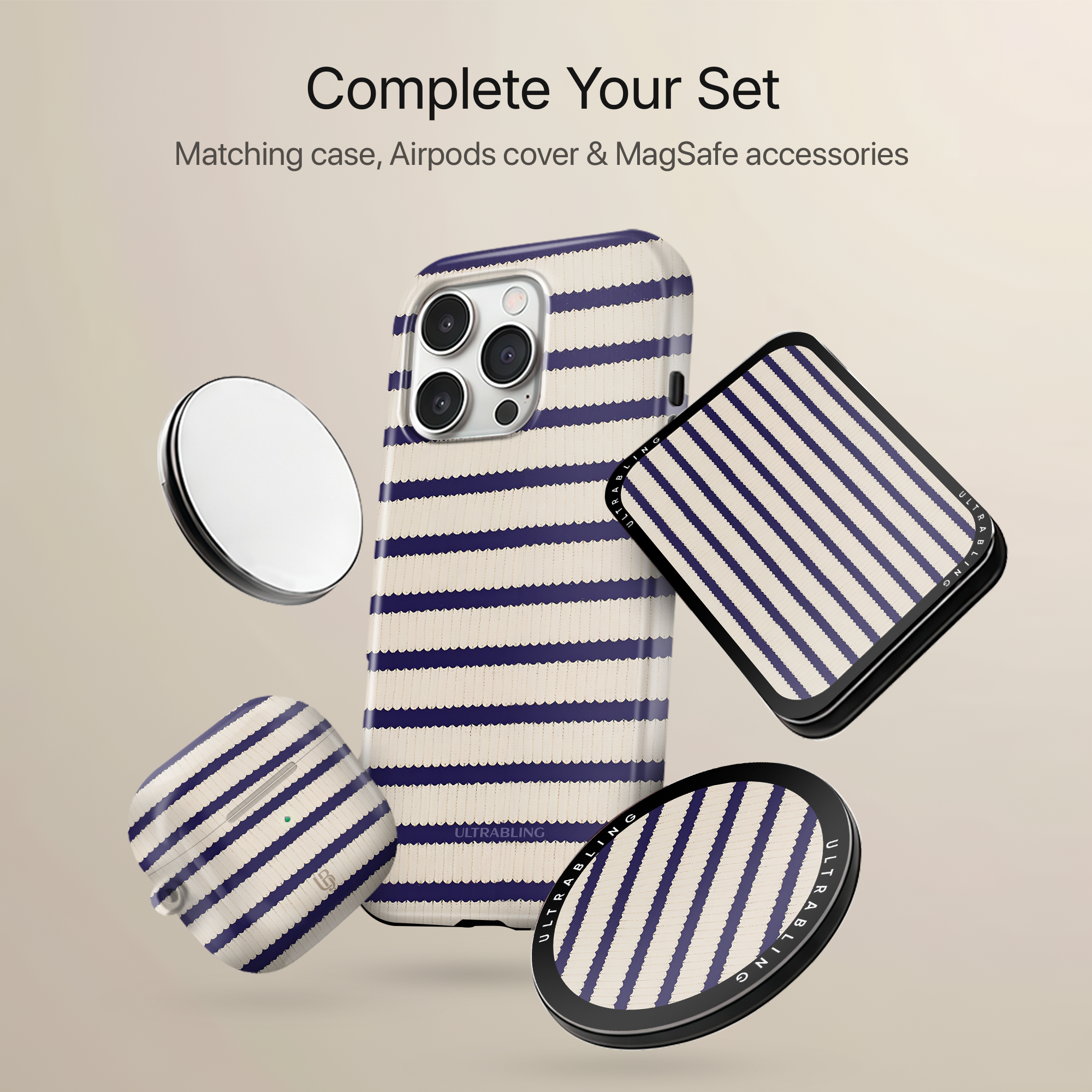 Sailor Stripes Ultrabling MagSafe Phone Grip - With Phone