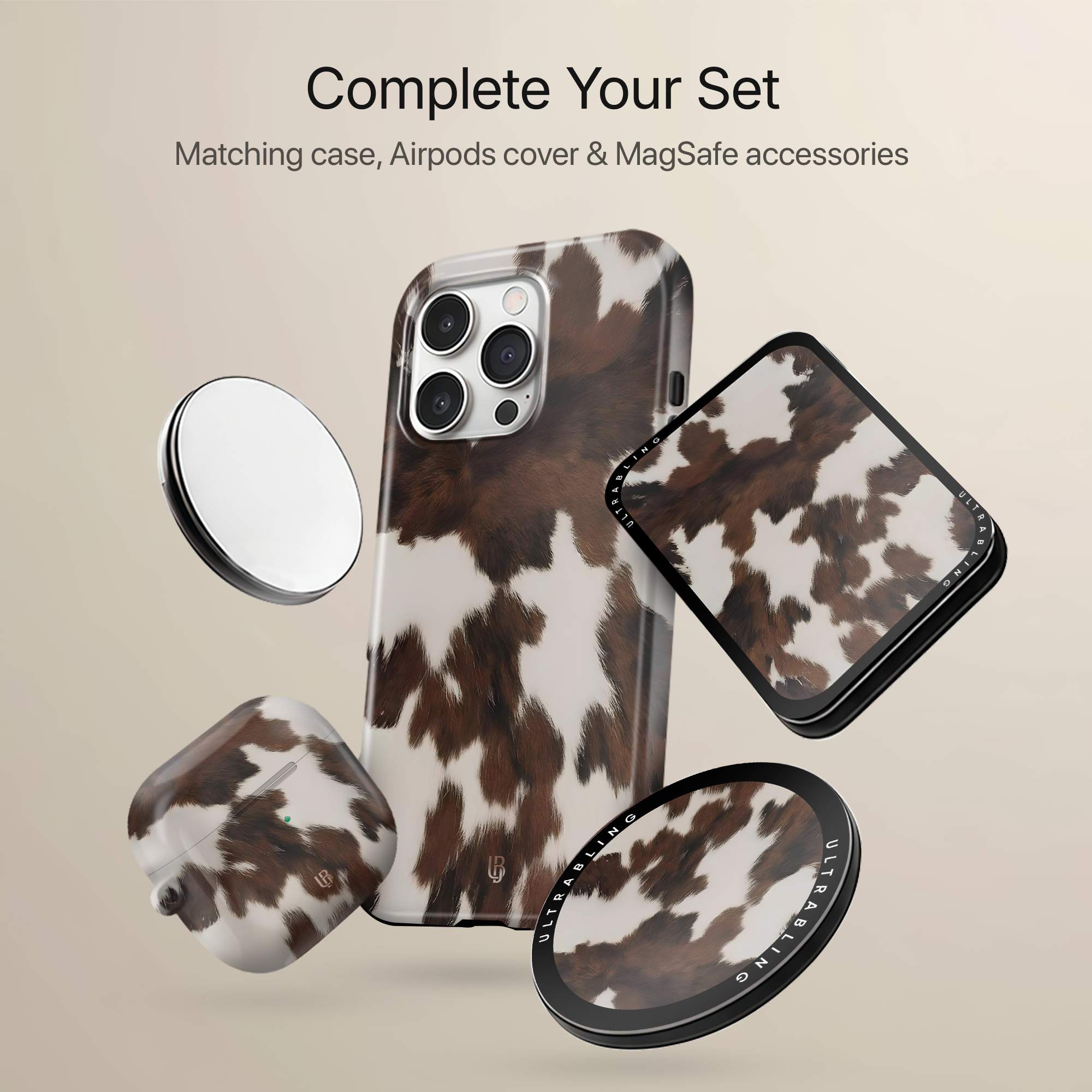 Mocha Cow MagSafe Wallet - On Phone