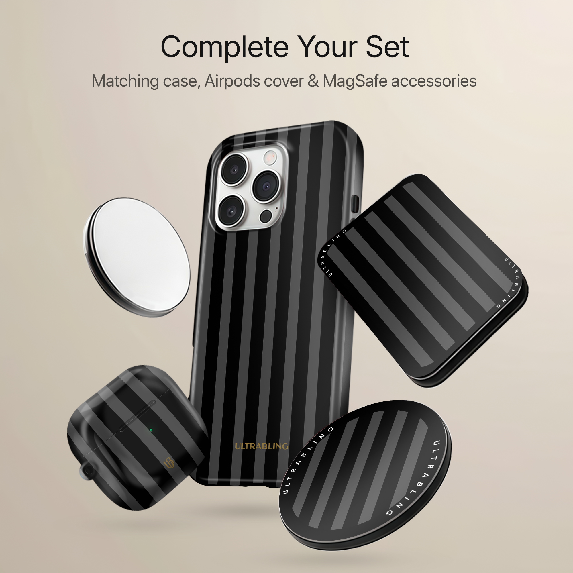 Noir Stripes MagSafe Wallet - On Phone