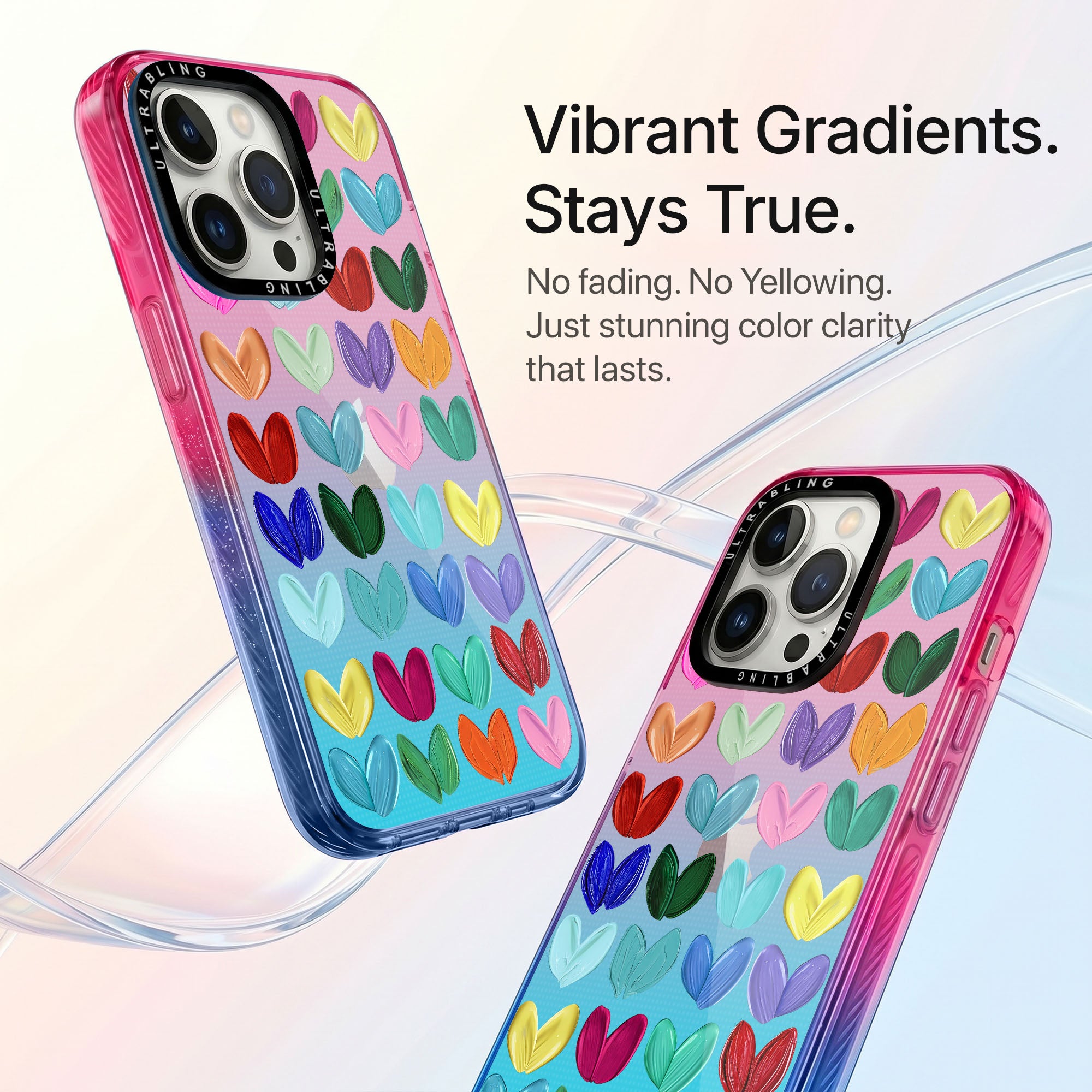 Candy Hearts Ultrabling Aura iPhone case side profile showing slim design