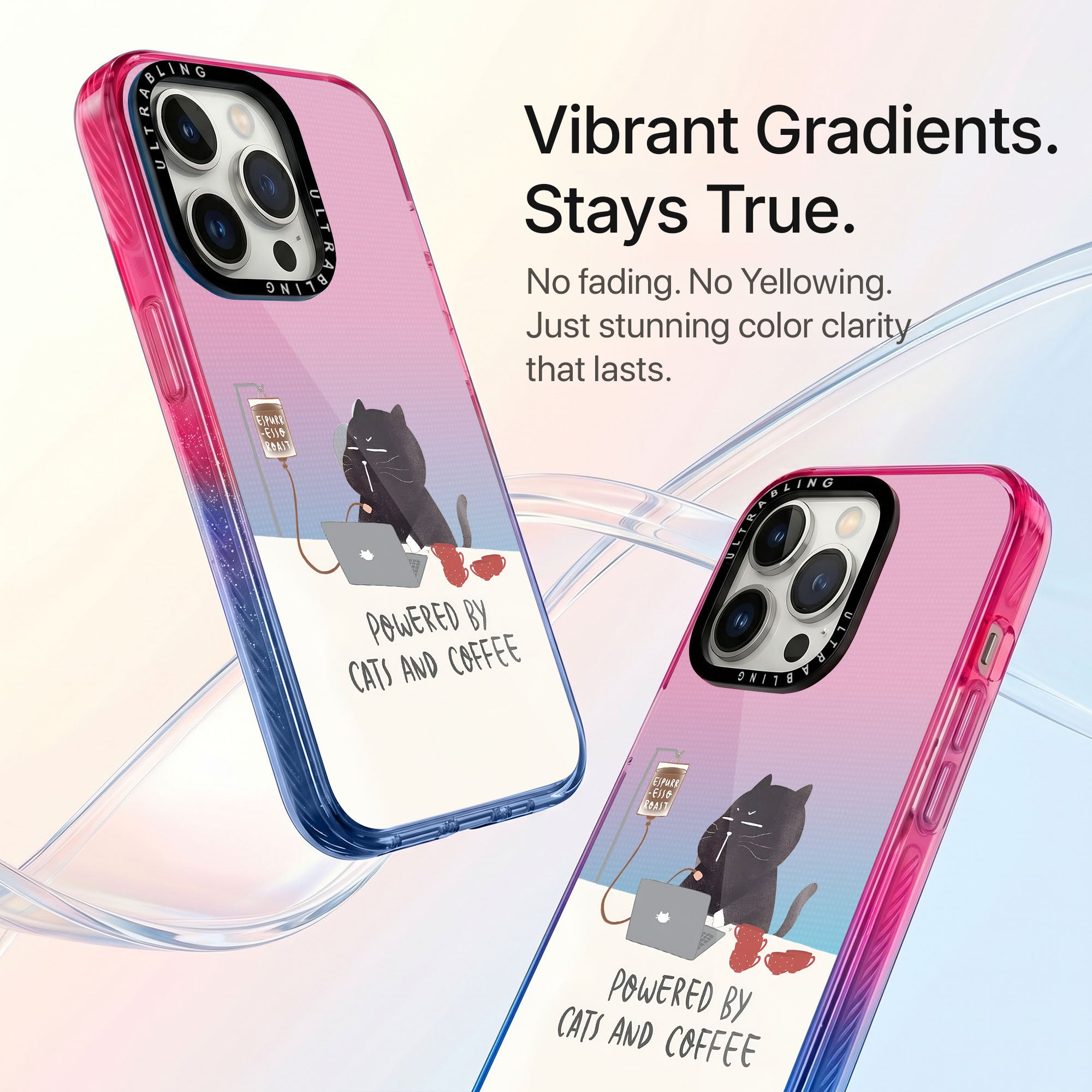 Cat Brew Ultrabling Aura iPhone case side profile showing slim design