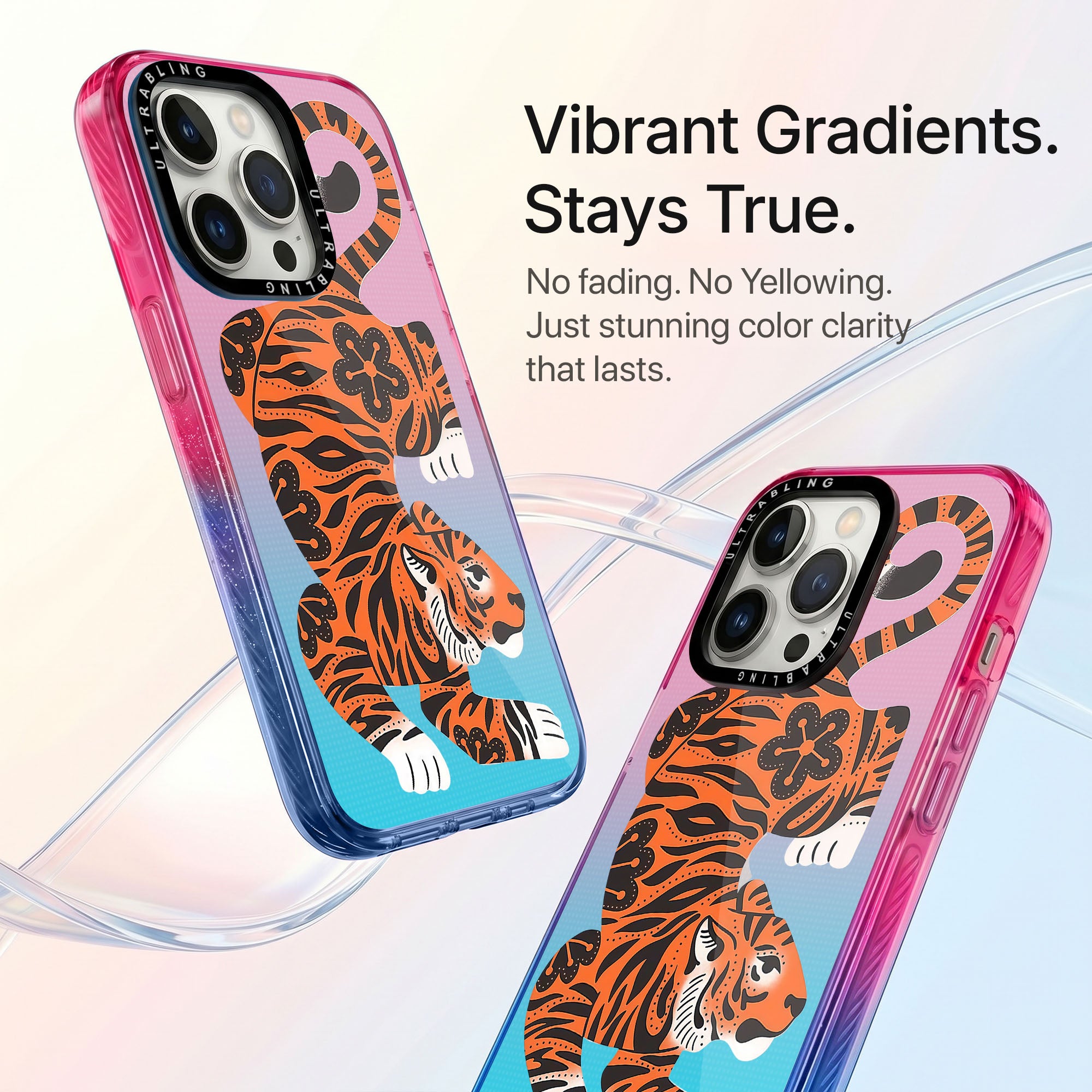 Tiger Heat Ultrabling Aura iPhone case side profile showing slim design