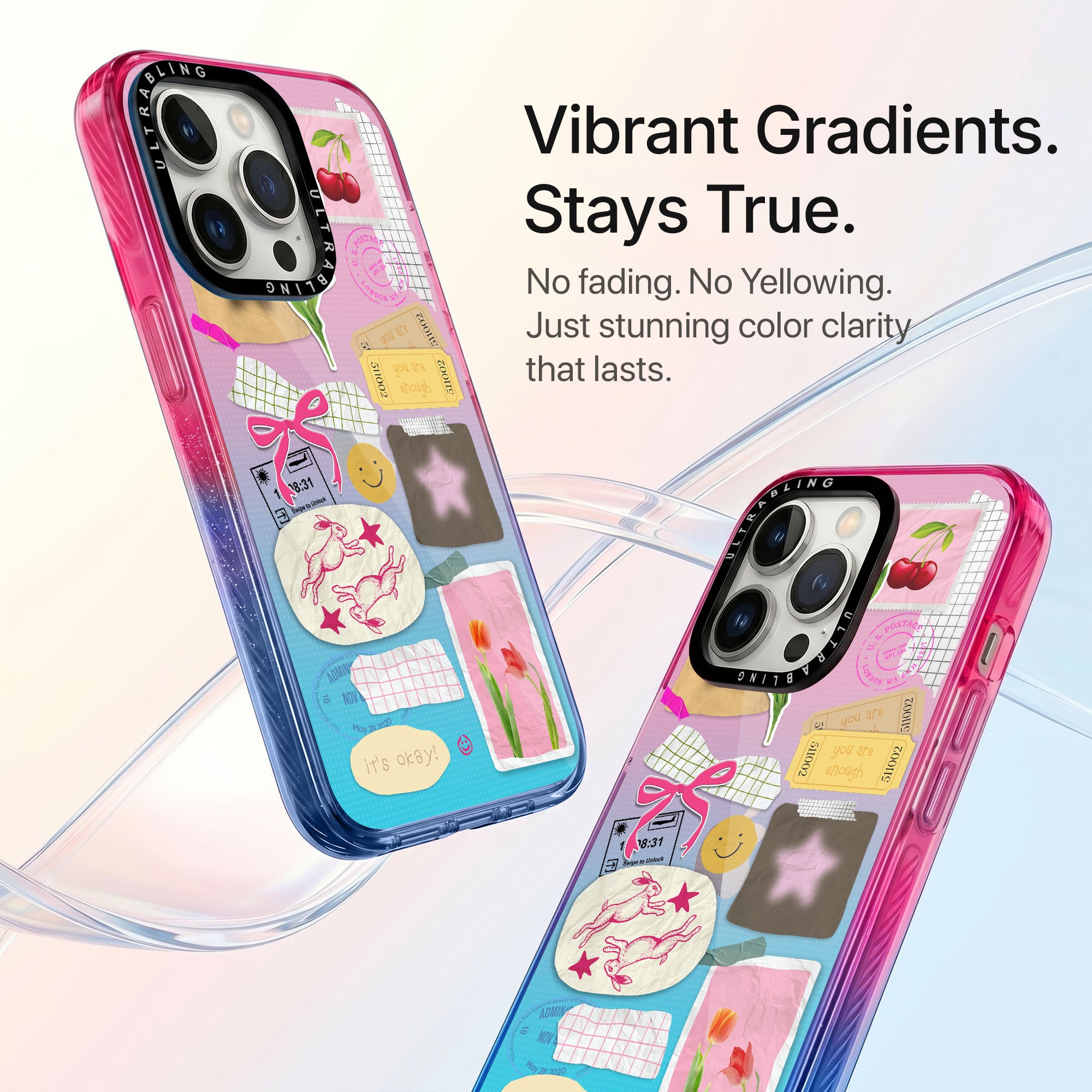 Charm Notes Ultrabling Aura iPhone case side profile showing slim design