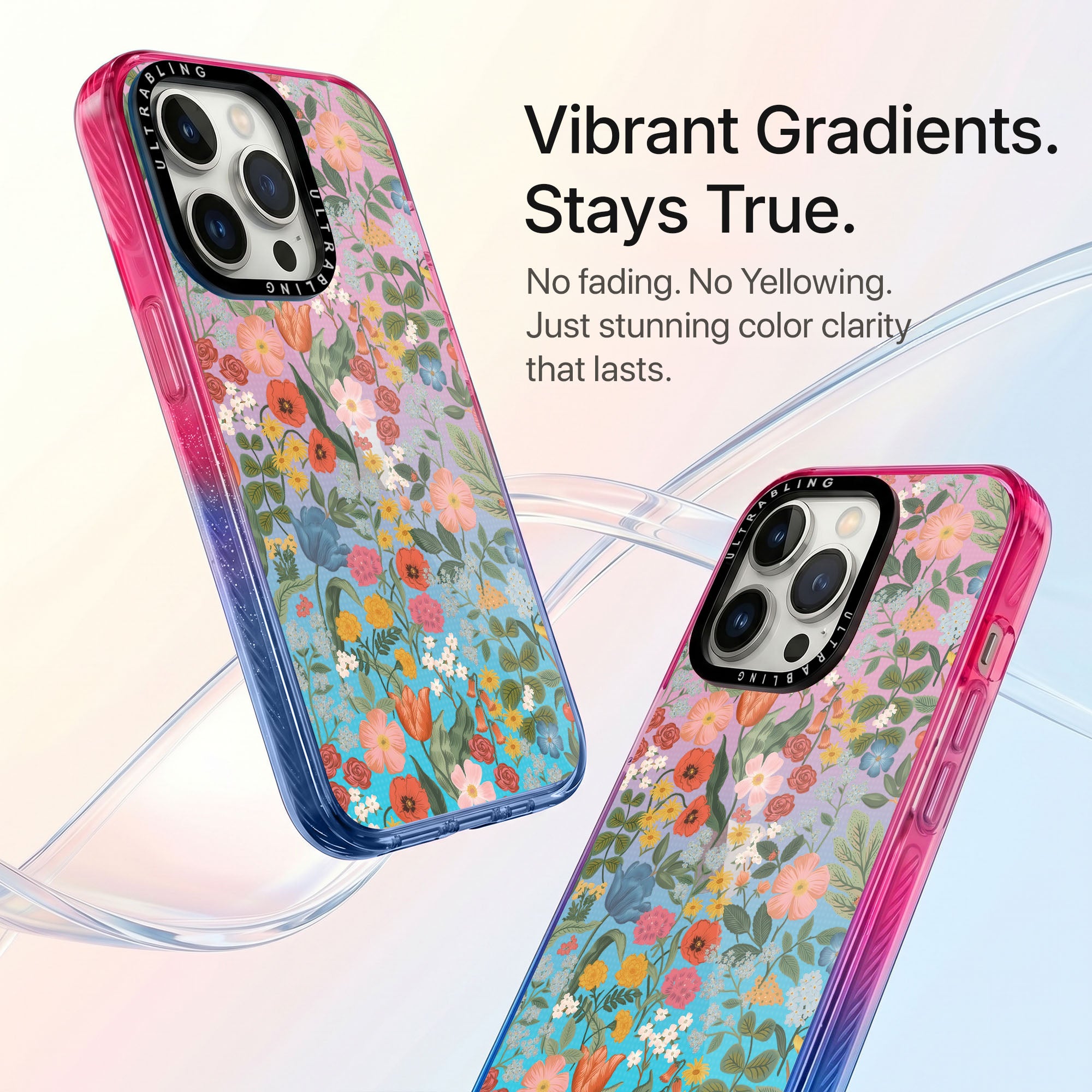 Meadow Mix Ultrabling Aura iPhone case side profile showing slim design
