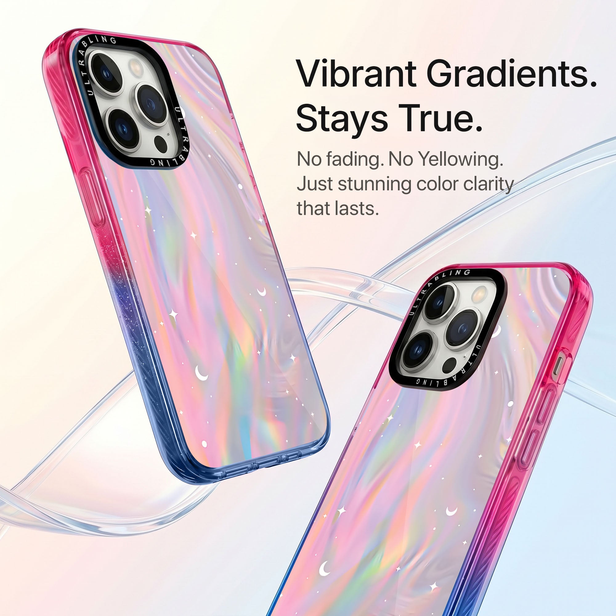 Prism Glow Ultrabling Aura iPhone case side profile showing slim design