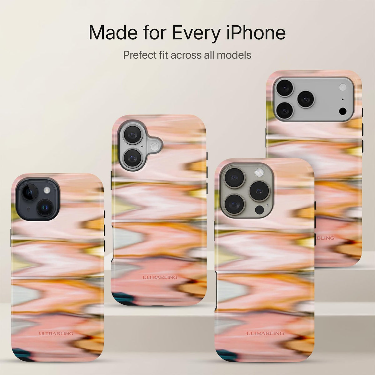 Peach Ripple - Eclipse Case by Ultrabling, designer iPhone case, angle view