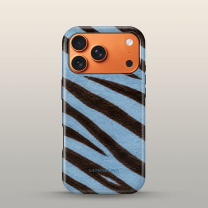 Denim Zebra Eclipse Case on iPhone 17 Pro Cosmic Orange