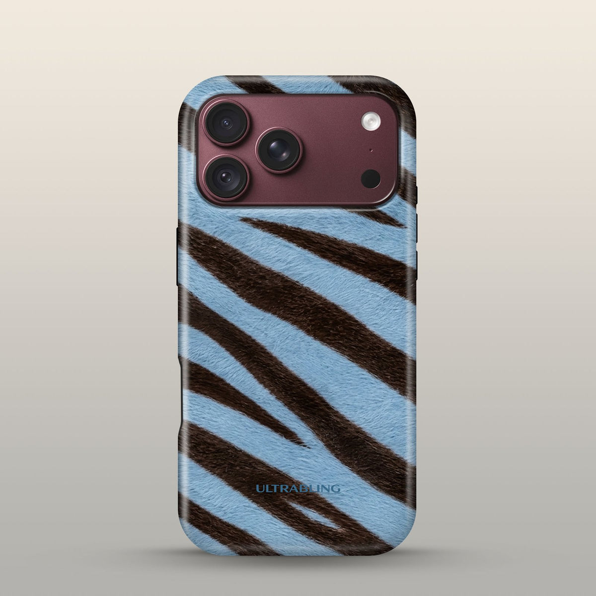 Denim Zebra Eclipse Case on iPhone 18 Pro Burgundy
