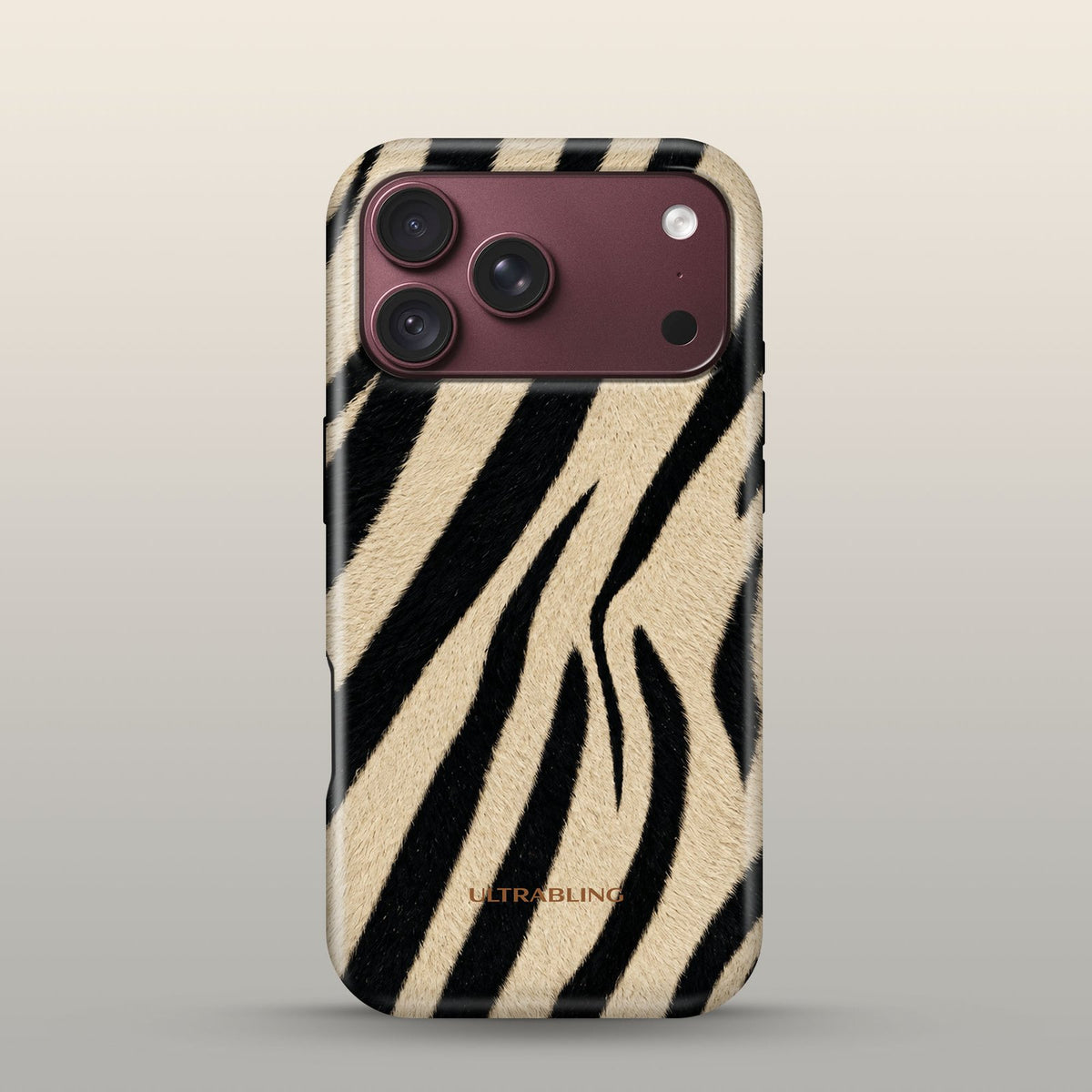 Dune Zebra Eclipse Case on iPhone 18 Pro Burgundy