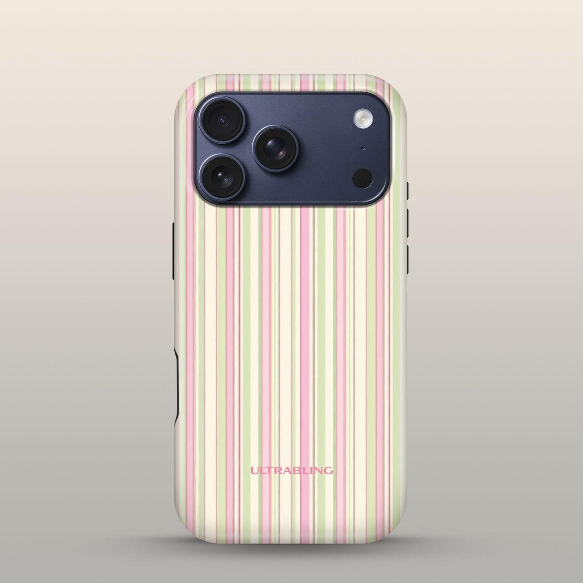 Macaron Stripe Eclipse Case on iPhone 17 Pro Deep Blue