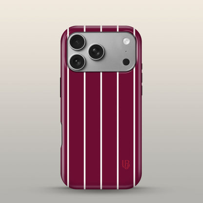 Maroon Pinstripe Eclipse Case on iPhone 17 Pro Silver