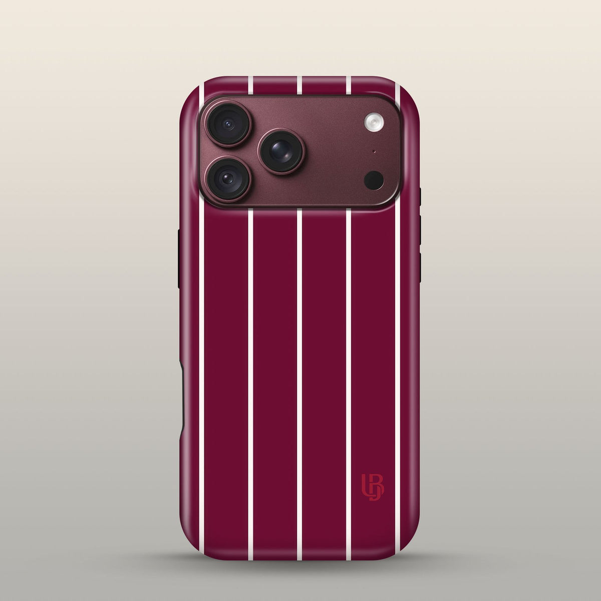 Maroon Pinstripe Eclipse Case on iPhone 18 Pro Burgundy